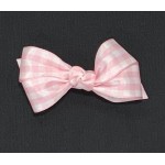 Pink (Light Pink) Gingham Satin Bow - 3 Inch
